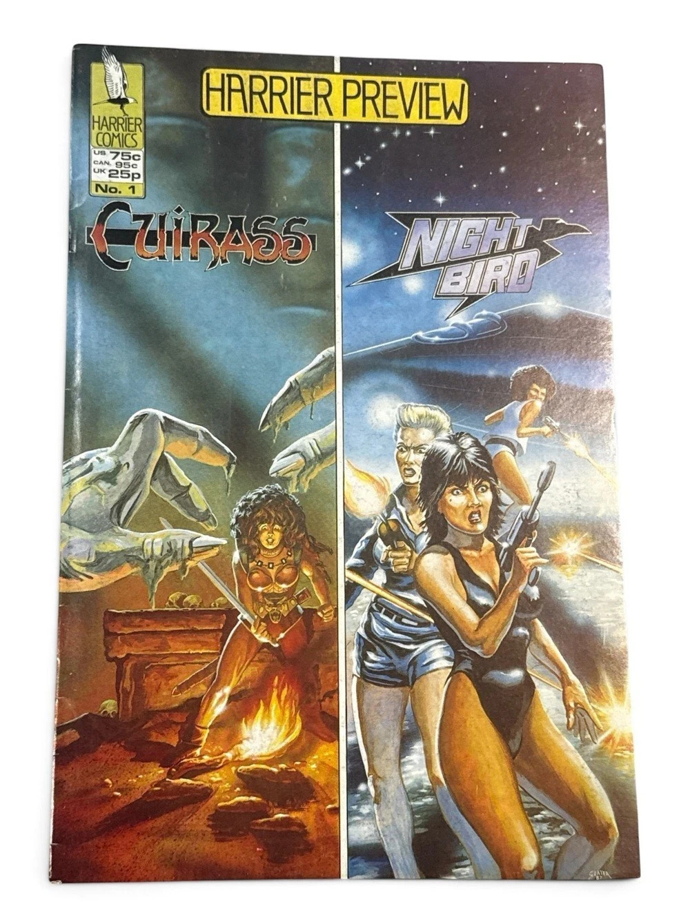 Vintage Harrier Preview #1 from 1988 featuring Euirass and Nightbird.